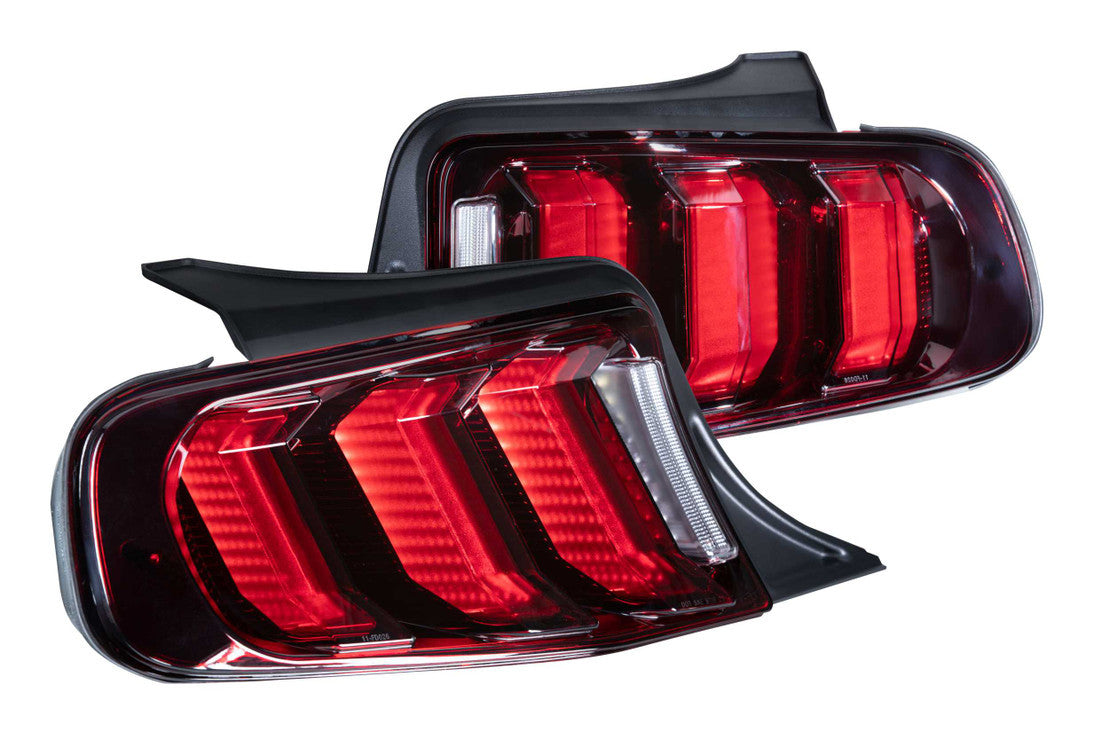 Ford Mustang 2013-2014 LED Tail Lights - Red Smoke Lens - Sequential Turn Signal - Direct Fit Replacement for Mustang Facelift XB - Perfect for Night Driving & Car Shows