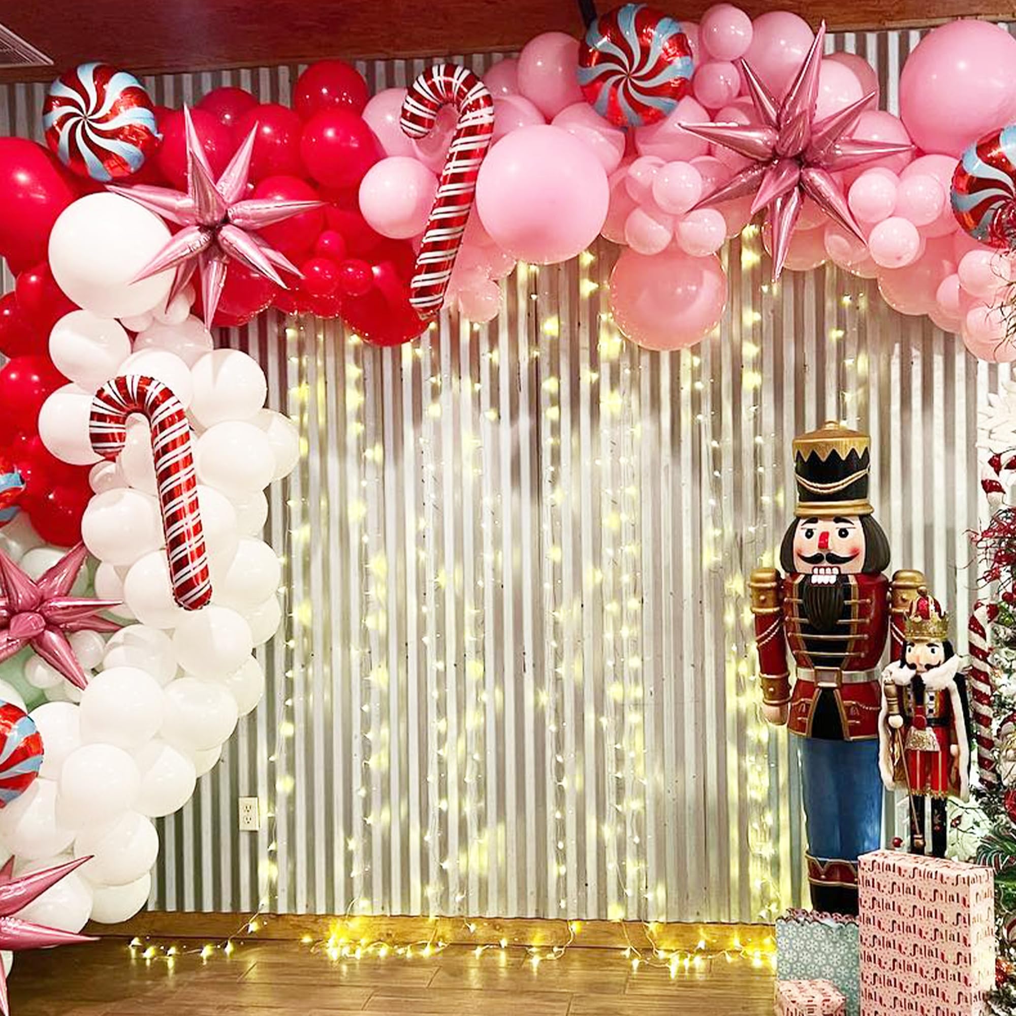 181Pcs Christmas Balloons Garland Kit - White, Silver, Red & Pink Candy Foil Balloons with Star Explosion Balloons for Xmas, Birthday, New Year Party Decorations | Perfect for Holiday Home Decor, Wedding Backdrops & Festive Celebrations