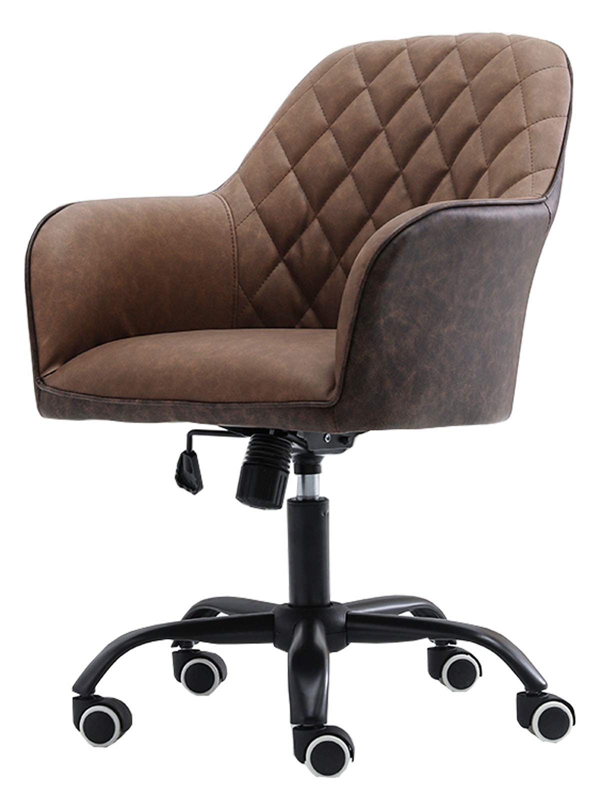 Ergonomic Office Chair with Soft Twill Fabric & Stitched Leather Seat - Adjustable PC Computer Desk Chair for Adults, Women & Kids - Perfect for Home Office, Gaming & Study (Blue)