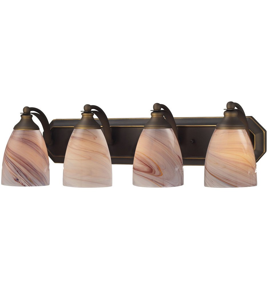 Elk Lighting 570-4B-CR-LED Vanity Light in Aged Bronze - Modern Bathroom Wall Sconce with LED Bulbs for Makeup Mirror Lighting & Bedroom Decor
