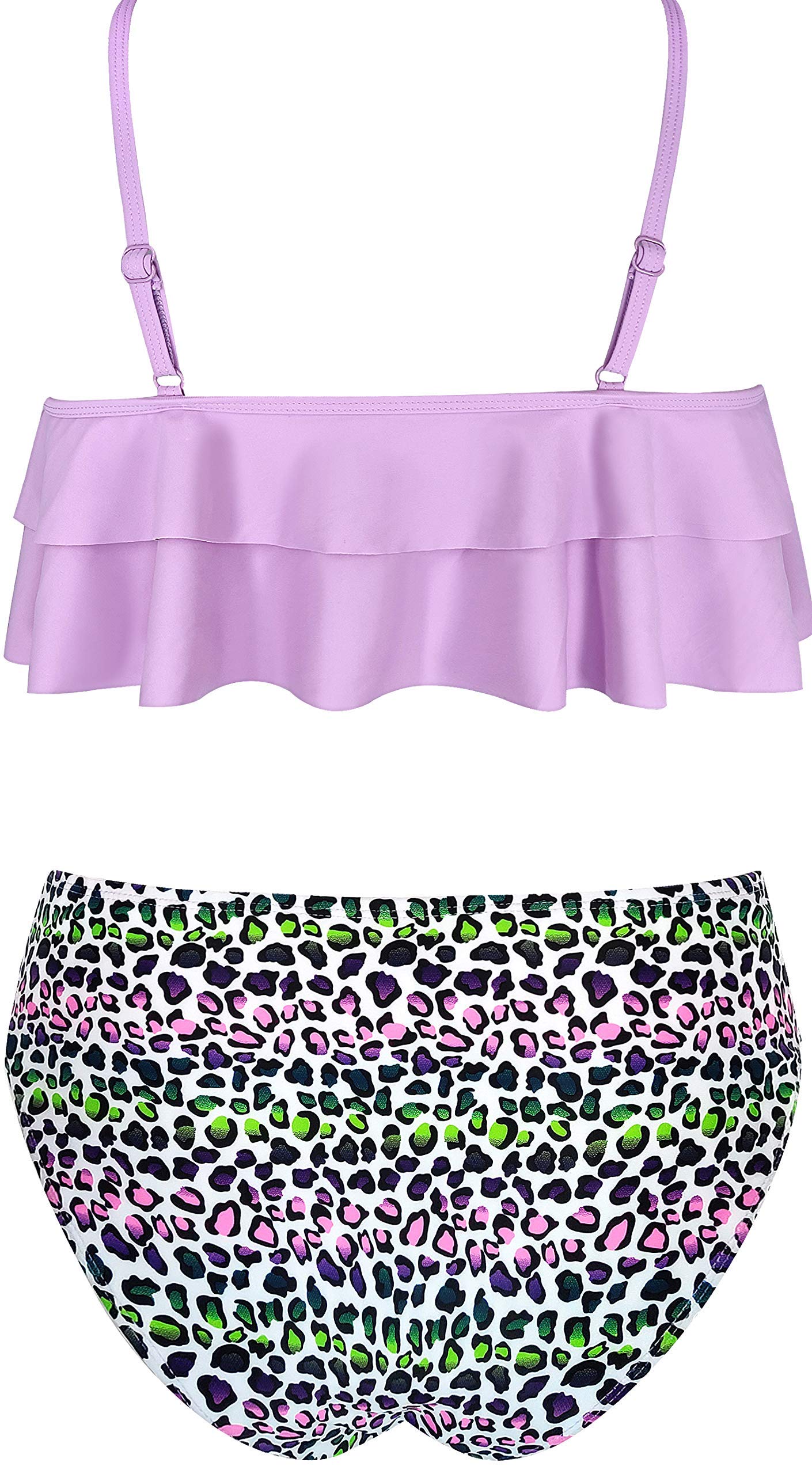 SHEKINI Girls Floral Print Two Piece Swimsuit - Ruffled Bikini Set for Kids, Beach & Pool Party, Summer Vacation Swimwear