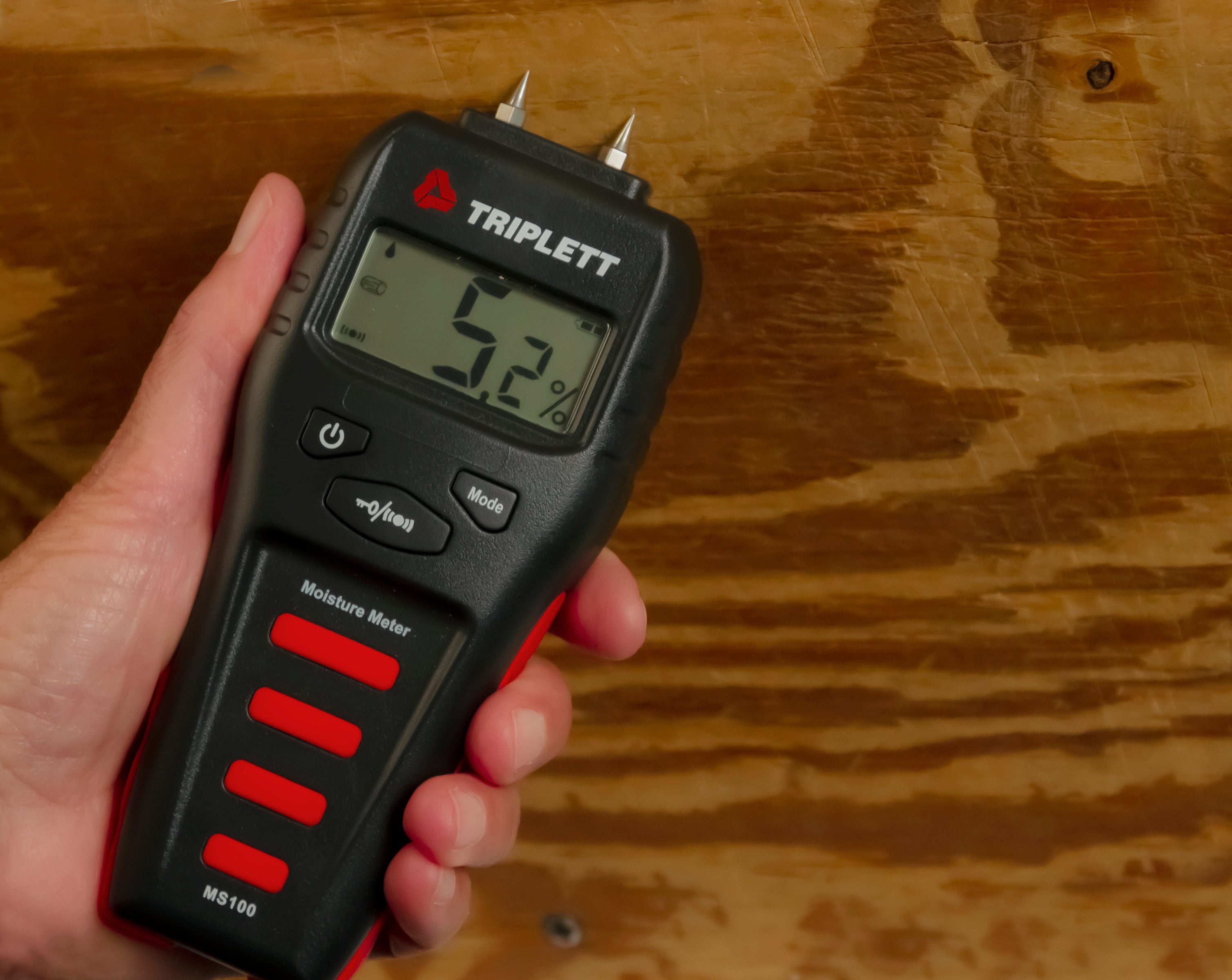MS100 Pin Moisture Meter with Audible Alarm - Digital Wood Moisture Tester for Lumber, Drywall, Building Materials (1.5%-50% Range) - Perfect for Flooring Installation, Woodworking & Construction Projects