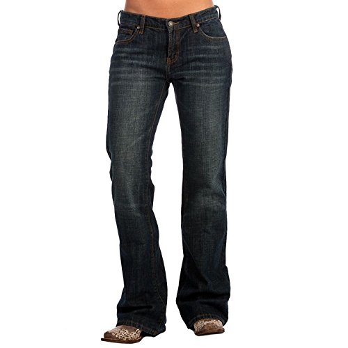 Classic Boot Cut Jeans for Women - Dark Wash Blue Denim Pants Size 14 XL - Comfortable & Stylish for Casual Wear, Work and Night Out