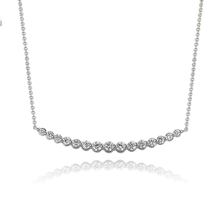 14K White Gold Diamond Bar Necklace for Women - Dainty Minimalist Pendant Necklace for Everyday Wear & Special Occasions