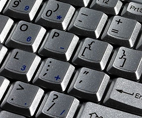Italian Notebook Non-Transparent Keyboard Decals - Black, White or Silver Background (Silver) | Durable Vinyl Stickers for MacBook, Laptop & Keyboard Customization | Perfect for Office, School & Personal Style Upgrade