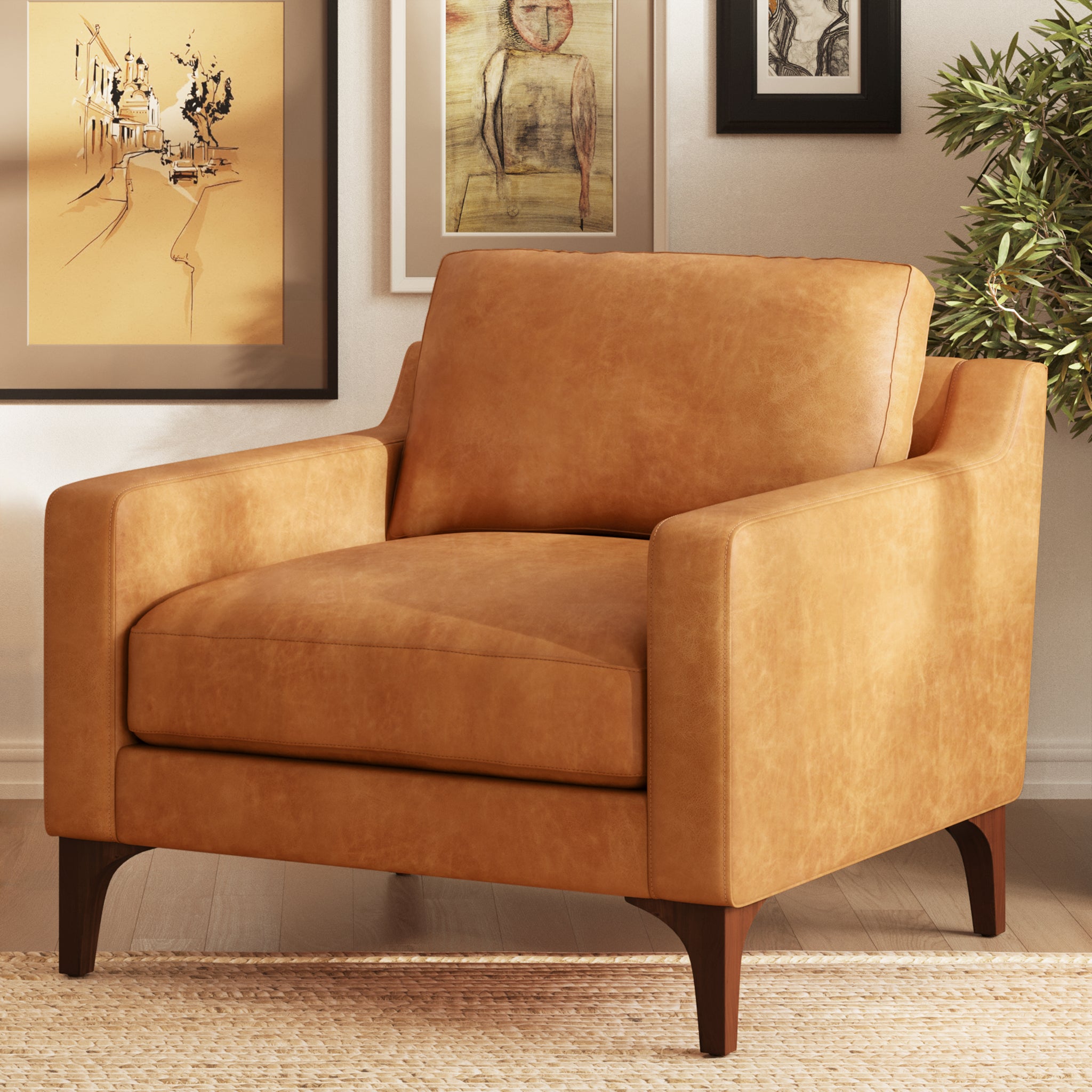Sorrento Lounge Chair - Modern Comfortable Accent Chair for Living Room, Bedroom, or Office - Perfect for Relaxing, Reading, and Lounging
