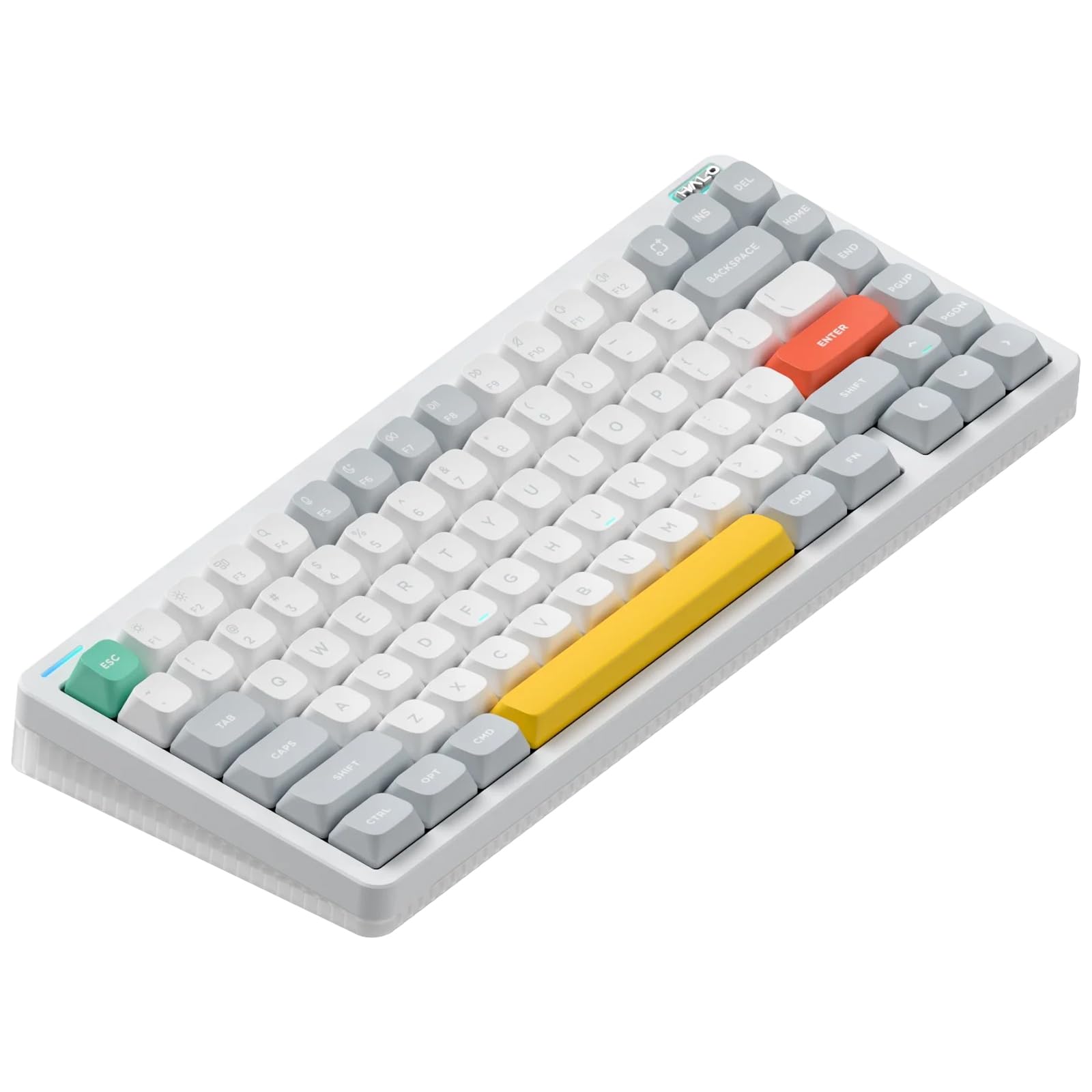 Nuphy Halo75 V2 75% Wireless Mechanical Gaming Keyboard - Hot Swappable Bluetooth Keyboard with RGB Backlit, 83 Keys, Supports Bluetooth/2.4GHz/USB-C (White, Raspberry 46gf) - Perfect for Gaming, Office Work & Typing Enthusiasts
