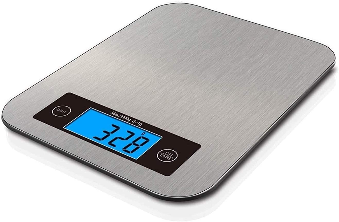 33lb Digital Kitchen Scale with 1g/0.05oz Precision - Stainless Steel & Tempered Glass Food Scale for Cooking, Baking, Meal Prep - LCD Display in Grams, Ounces, mL & Pounds - Easy to Clean for Home & Professional Use