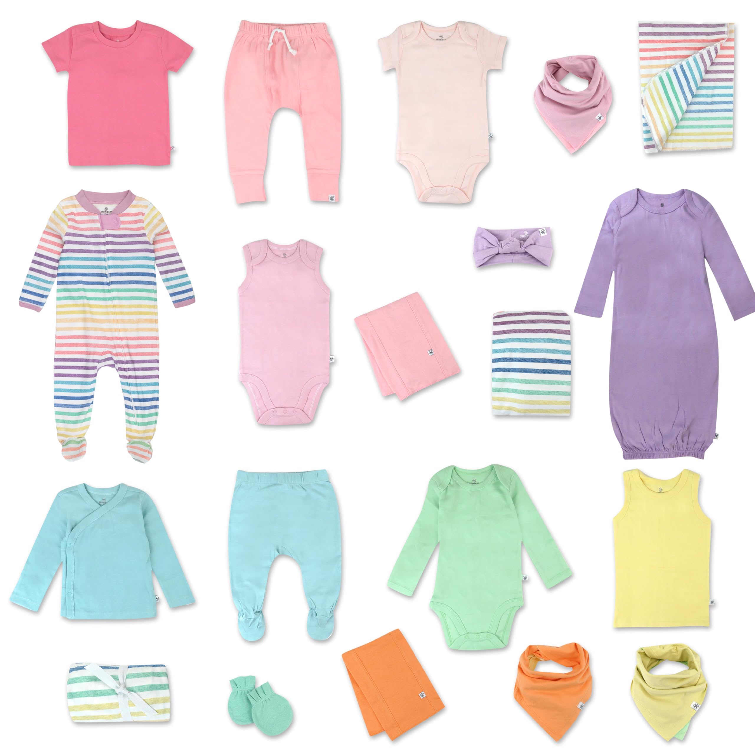 HonestBaby Organic Cotton Baby Gift Sets - 100% Soft Multipack for Newborns, Infant Boys & Girls | Perfect for Shower Gifts, Christening & Everyday Comfort