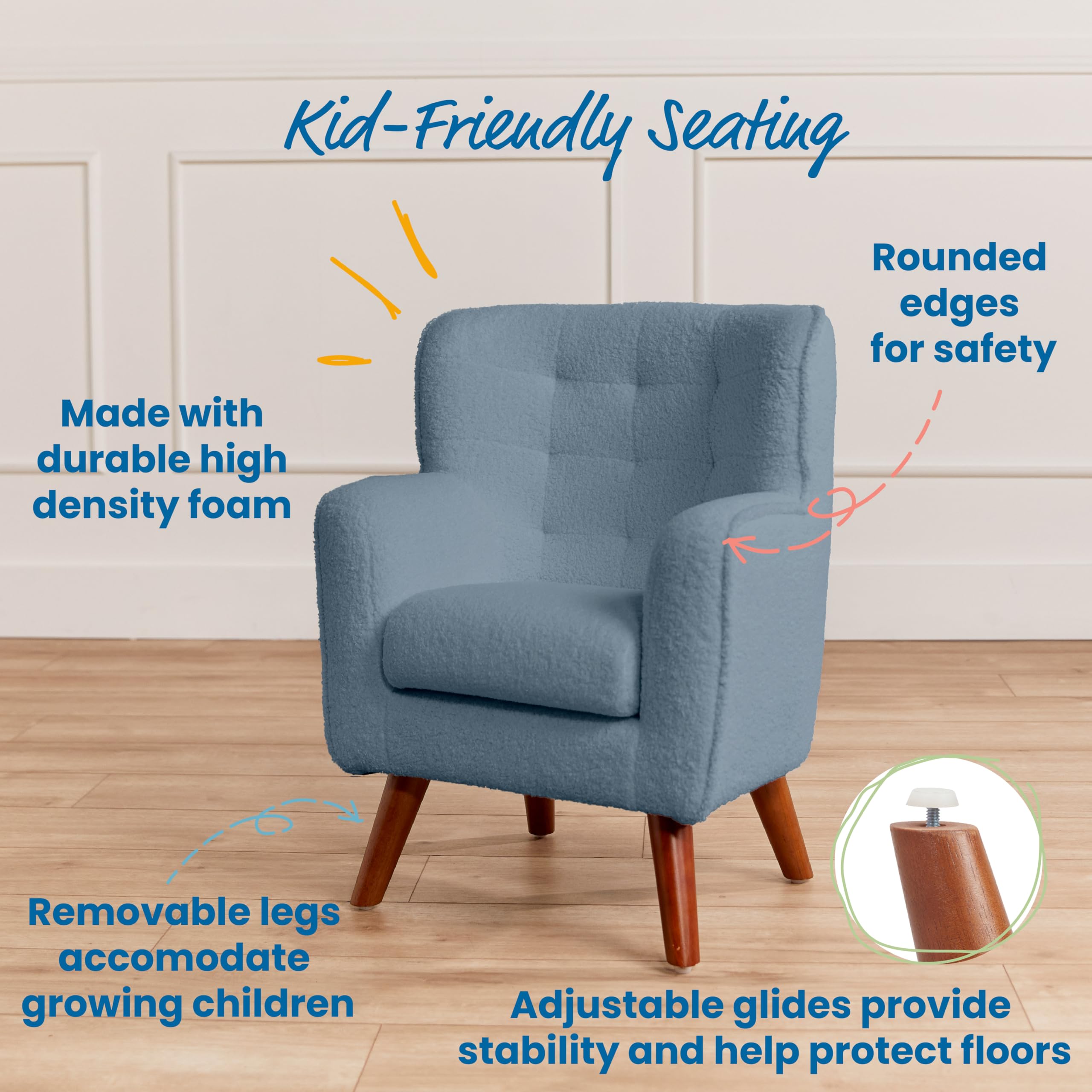 ECR4Kids Mila Arm Chair for Kids - Sturdy & Comfortable Peacock Blue Children's Chair - Perfect for Classrooms, Playrooms & Bedrooms
