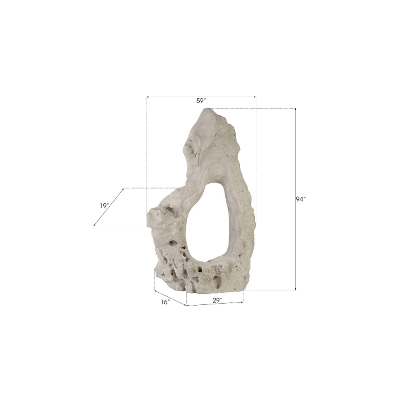 Large Cast Stone Single Hole Garden Sculpture - Perfect for Outdoor Decor, Landscaping, and Zen Garden Accents