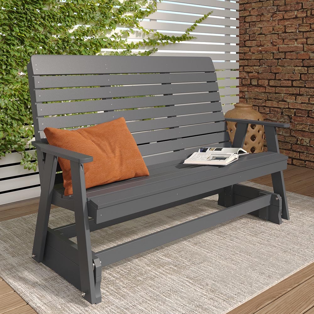 Keystone Amish Co. Salem Recycled Plastic Porch Glider - Eco-Friendly Outdoor Swing Bench for Patio, Garden & Backyard Relaxation
