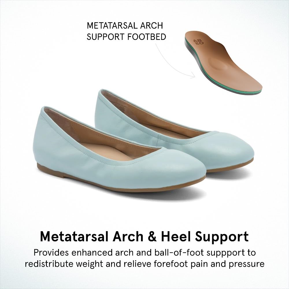 ABEO Promenade Women's Ballet Flats with Metatarsal Pads - Comfortable Foot Pain Relief Shoes for Ball of Foot Cushion - Perfect for Work, Travel & Everyday Wear