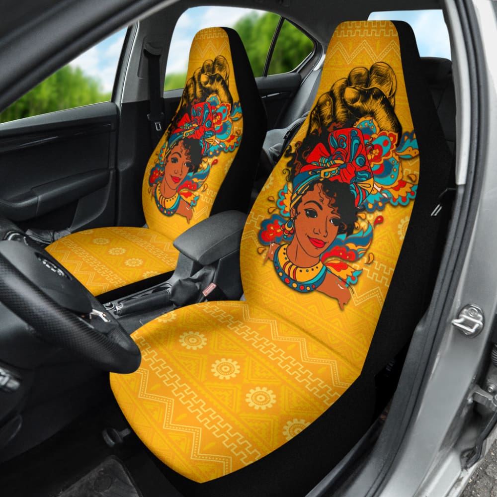 Premium African Print Car Seat Covers for Women - Black Power Design 210901 | Unique Gift for African American Women, Perfect for Cars, SUVs & Road Trips