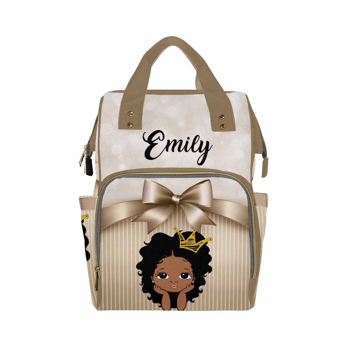 Personalized African Baby Girl Diaper Bag with Stripes & Ribbons - Stylish Casual Travel Daypack for Moms - Perfect Baby Shower Gift for New Mothers (Ideal for Daycare, Park Outings & Family Trips)