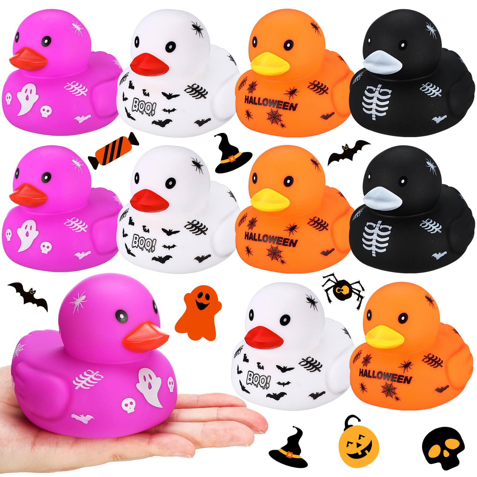 12 Pcs 3 Inch Halloween Rubber Ducks - Ghost Themed Party Favors, Large Halloween Duckies for Classroom Prizes, Birthday Party Gifts, Goodie Bags & Bath Time Fun (Perfect for Halloween Decorations & Spooky Bath Time)