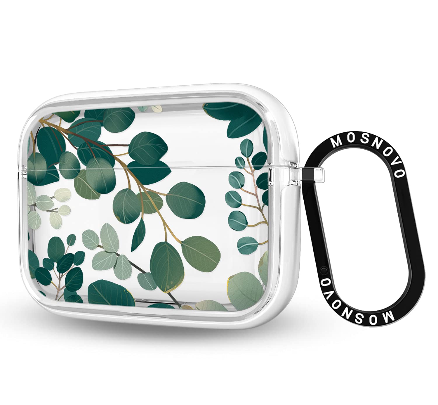 MOSNOVO Shockproof Clear Case for Apple AirPods Pro - Cute Eucalyptus Print Protective Cover for Women & Men | Perfect for Travel, Workouts & Everyday Use