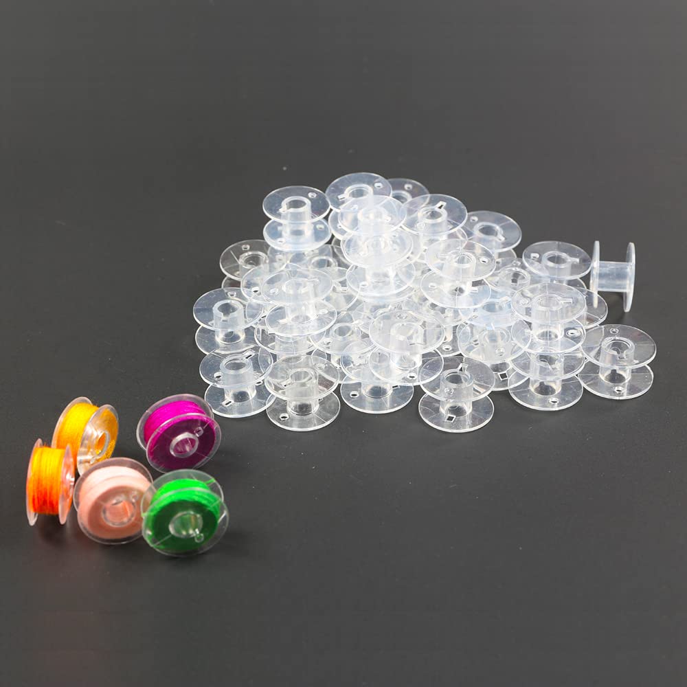 Hekisn 30 Pack Class 15 Transparent Sewing Machine Bobbins - Compatible with Brother & Other Embroidery Machines - Perfect for Quilting, Dressmaking & Craft Projects