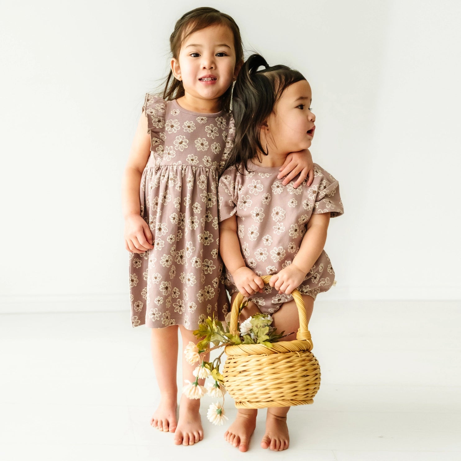 Organic Flutter Dress with Daisies Print - Women's Boho Summer Dress for Beach, Vacation & Casual Wear
