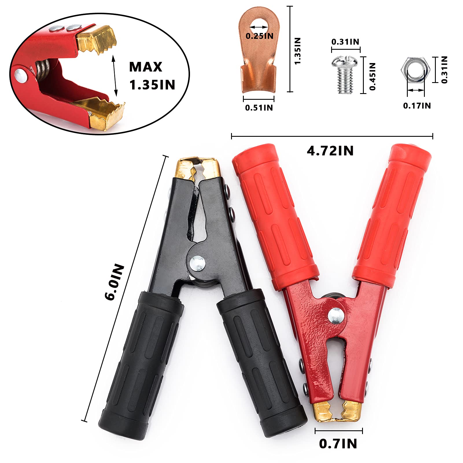 HerMia 800A Heavy Duty Pure Copper Jumper Cables - 2 Pack Car Battery Booster Cables with Strong Clamps for Emergency Jump Start - Perfect for Cars, Trucks, SUVs and Boats in Cold Weather or Dead Battery Situations