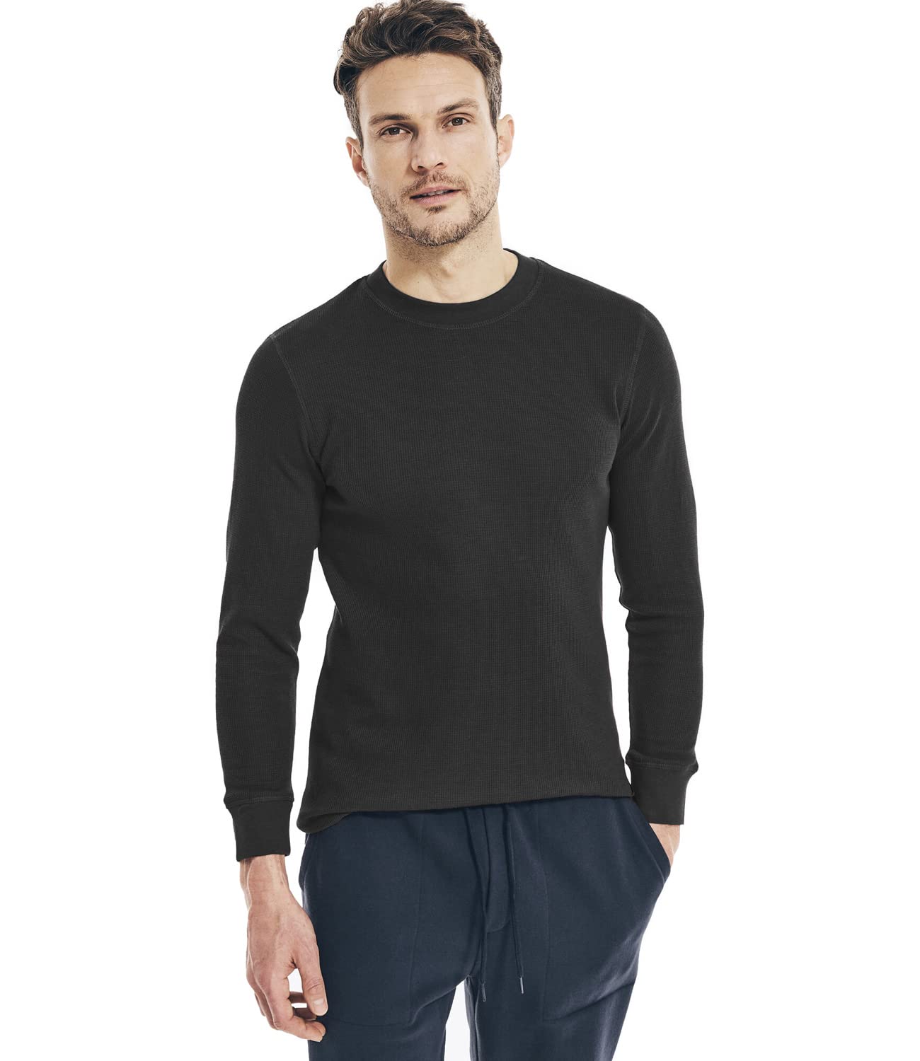 Nautica Men's Long Sleeve Thermal Underwear Top - Waffle Knit Base Layer Shirt for Cold Weather, Winter Workout & Outdoor Activities