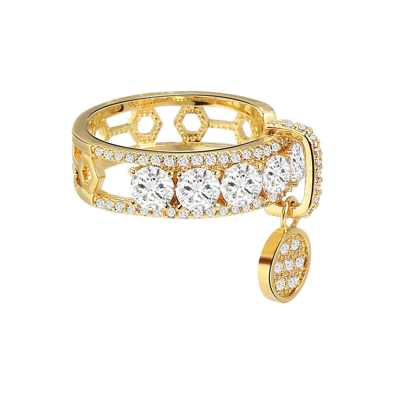 Chunky Dangle Charm Channel Thumb Ring for Women - Fashion Statement Jewelry A8496 | Perfect for Parties, Date Nights & Everyday Wear