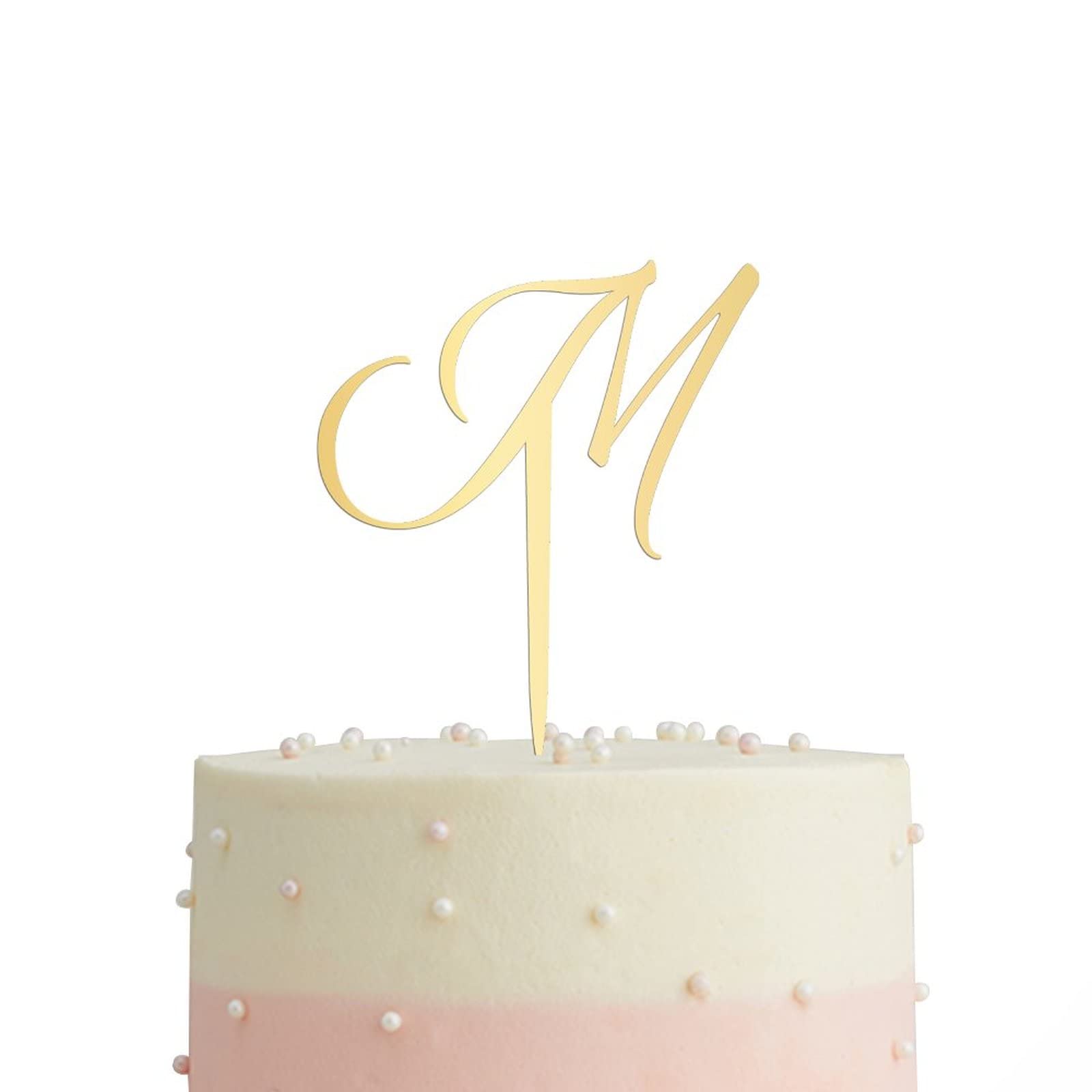 Personalized Acrylic Glitter Gold Letter M Cake Topper - Rustic Wedding, Anniversary, Engagement Party Decor - Custom Initials for Cakes, Cupcakes & Desserts - Perfect for Celebrations & Special Occasions