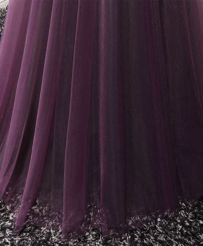 Elegant Purple Tulle Lace Off-Shoulder Long Prom Dress | Formal Evening Gown for Homecoming, Wedding, and Special Occasions