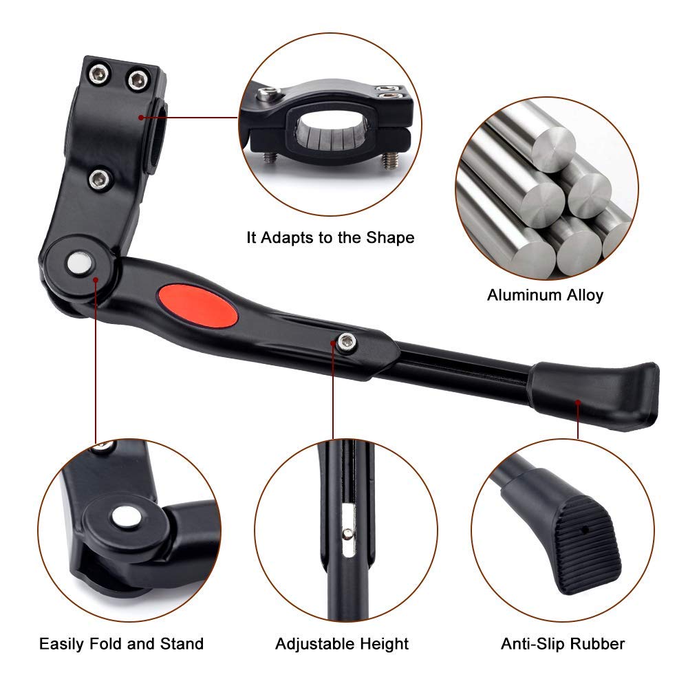Adjustable Aluminum Alloy Bike Kickstand for 22”-27” Road & Mountain Bicycles - Durable Bicycle Accessory for Secure Parking - Perfect for Commuting, Trail Riding and Urban Cycling