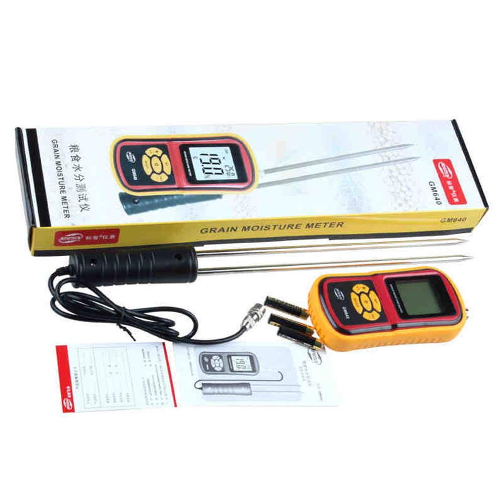 Portable Digital Grain Moisture Meter - LCD Display Hygrometer for Corn, Wheat, Rice, Beans - GM640 Grain Tester with Measuring Probe | Perfect for Farmers, Agriculture & Food Storage Quality Control