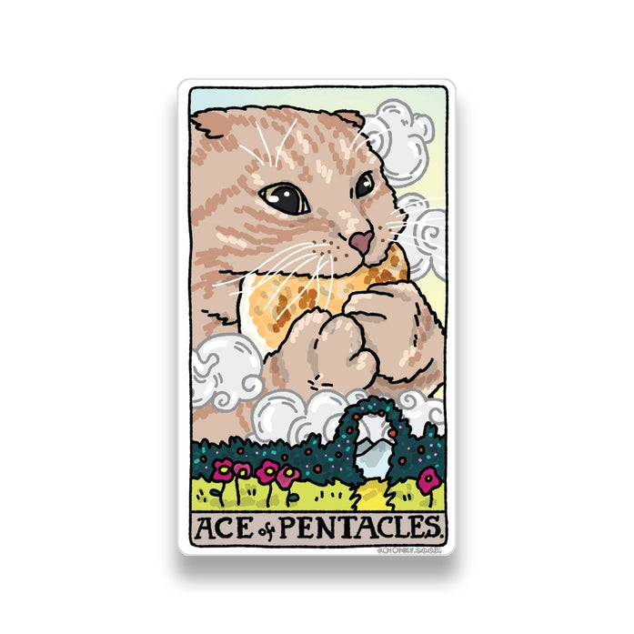 Ace of Pentacles Tarot Cat Meme Stickers - Minor Arcana Decals for Laptops, Journals & Tarot Enthusiasts