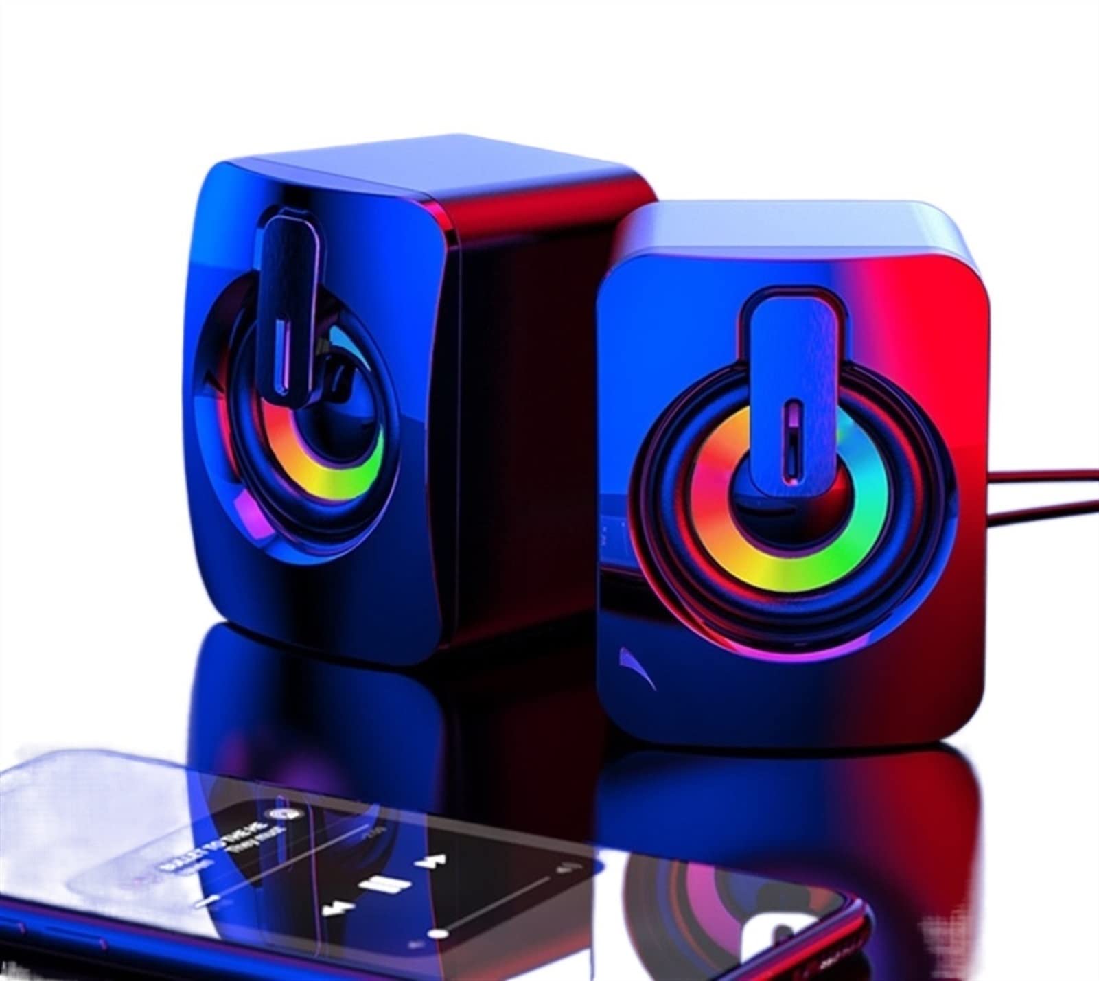 Zylyzf USB Computer Speakers with 3D Stereo Surround Sound - Wired PC Speakers for Desktop/Laptop with RGB Lighting | Perfect for Gaming, Music & Home Office