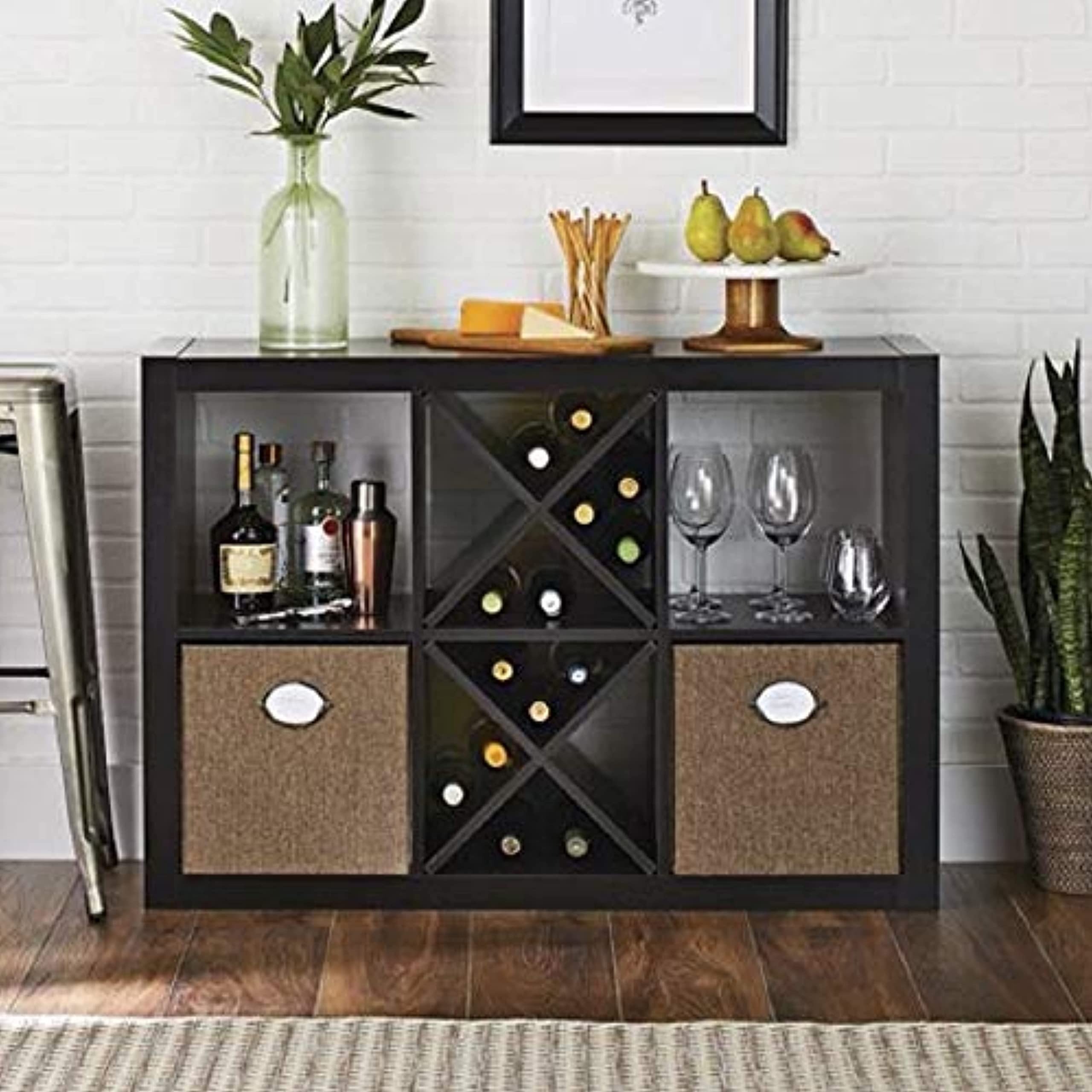 Better Homes and Gardens 4-Cube & 6-Cube Square Storage Cabinet Organizer - Weathered White & Solid Black - Bookshelf, Home Office, Living Room, Bedroom Storage Solution
