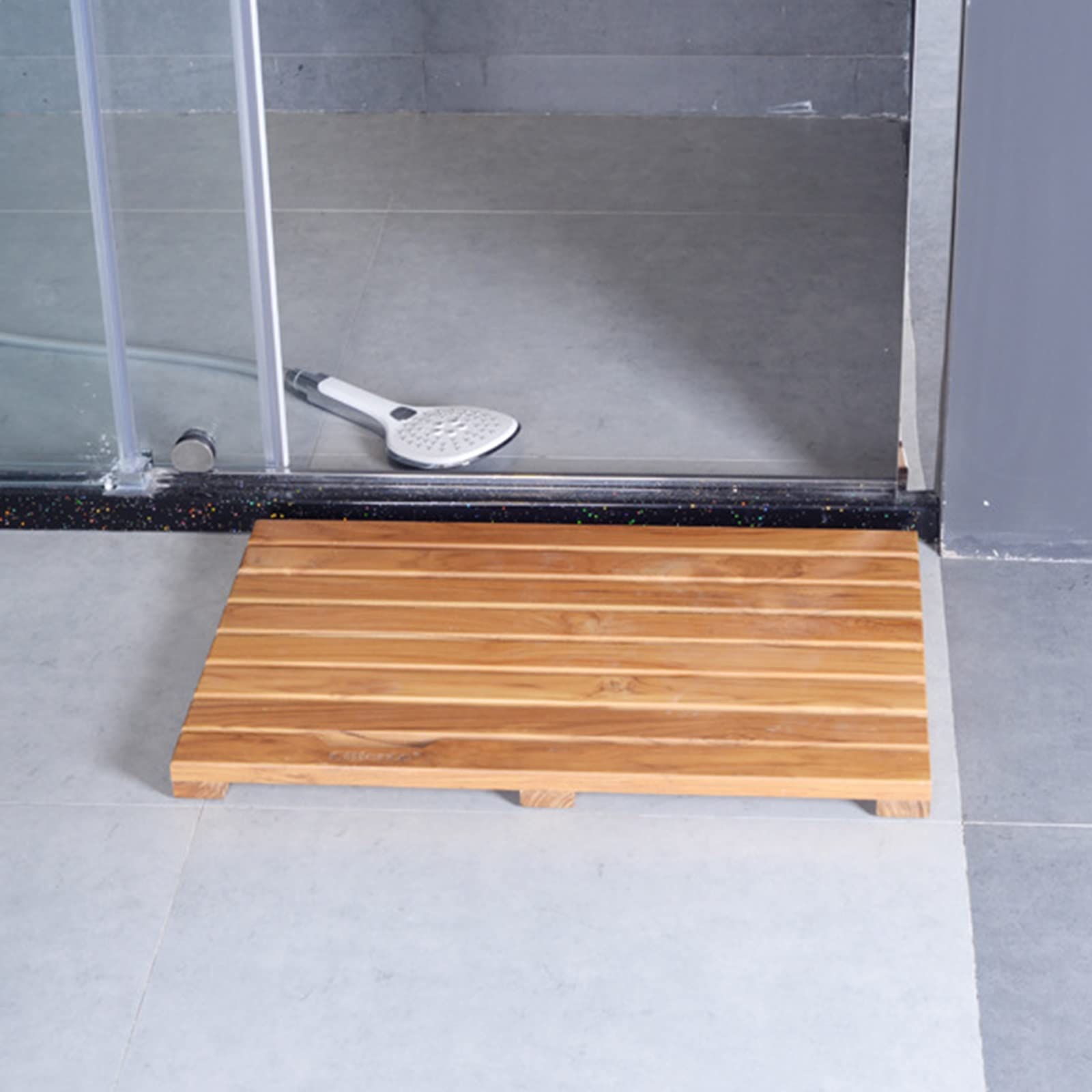 Premium Teak Shower Mat for RV, Bathroom & Boat - Non-Slip Waterproof Bathtub Floor Mat with Wide Slats - Perfect for Indoor/Outdoor Use in Showers, Bathrooms & Marine Applications