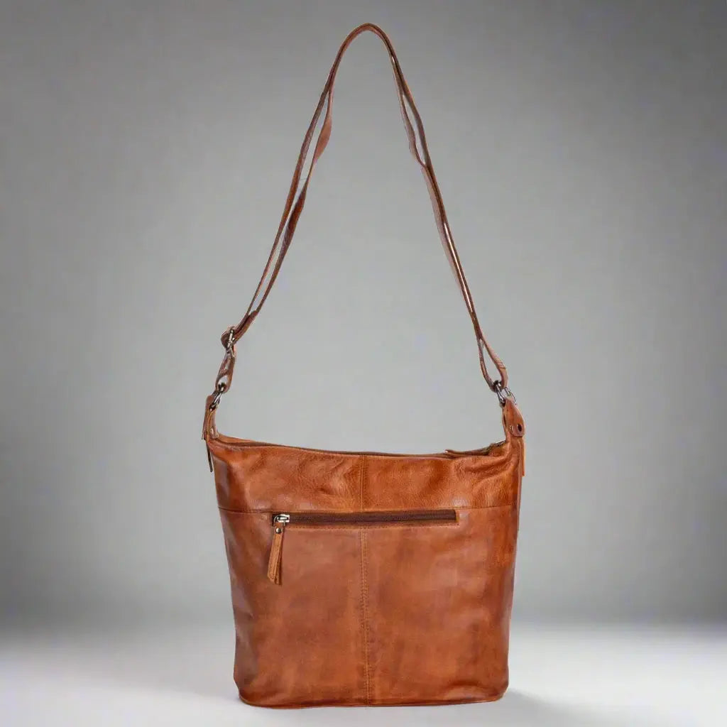 Premium Genuine Leather Shoulder Bag for Women - Stylish Crossbody Purse with 2 Secure Zip Pockets | Perfect for Work, Travel & Everyday Use