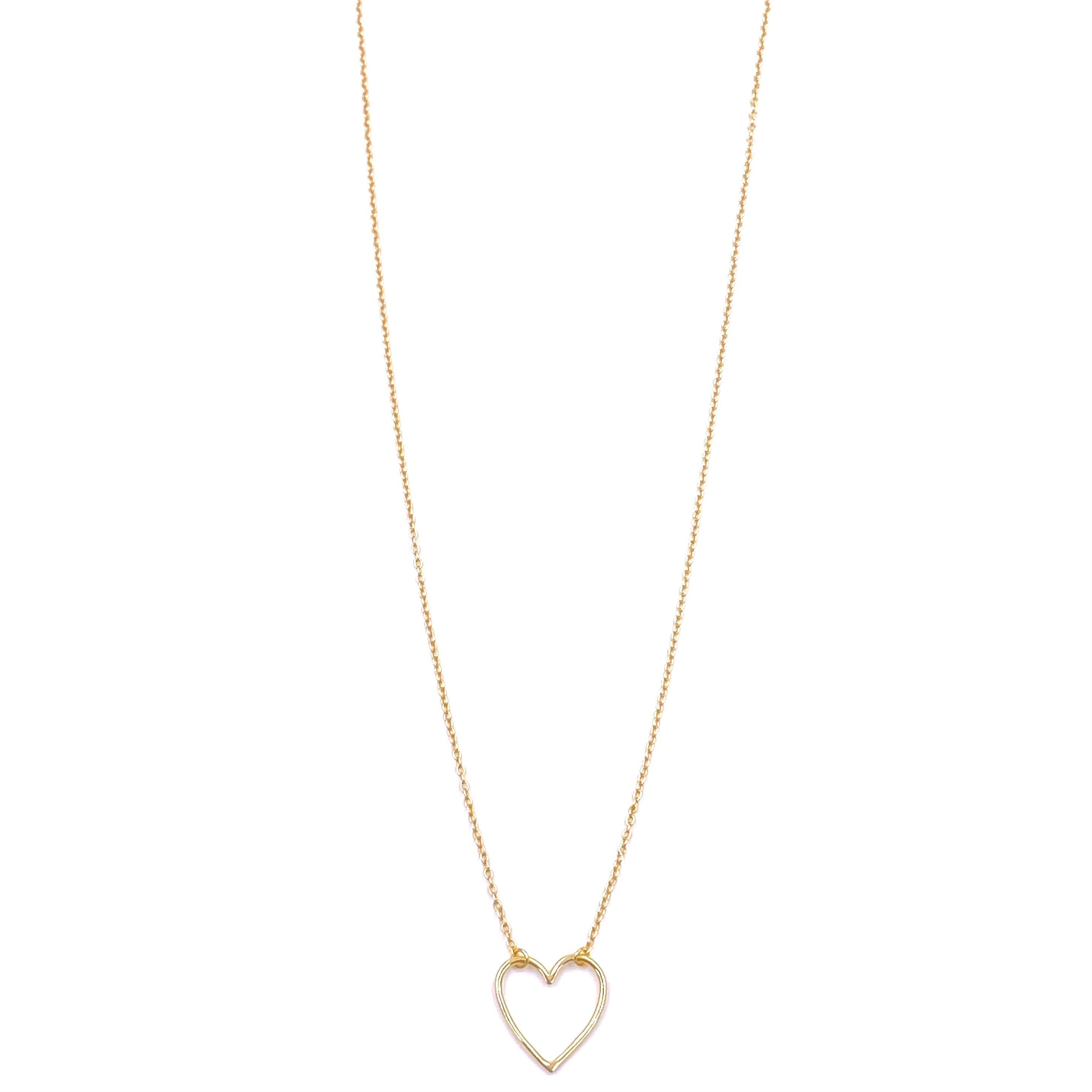 Sterling Silver Gold Plated Small Open Heart Necklace for Women - Elegant Layering Jewelry for Everyday Wear & Gift Giving