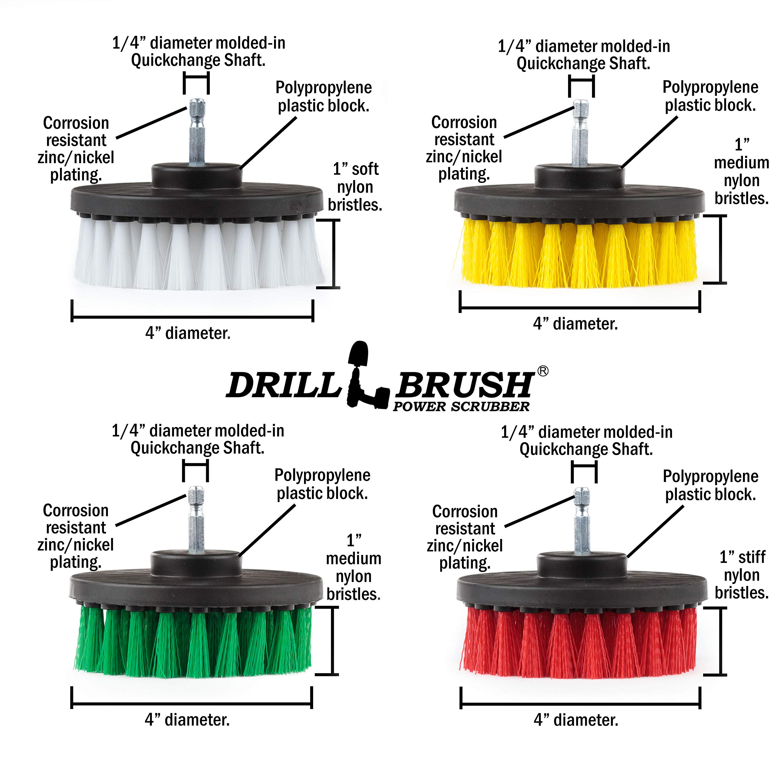 Drill Brush Cleaning Kit - Power Scrubber Set for Shower, Tile, Bathtub, Kitchen & Oven - Heavy Duty Drill Brush Attachments for Deep Cleaning - Perfect for Bathroom, Kitchen & Outdoor Bird Bath Maintenance
