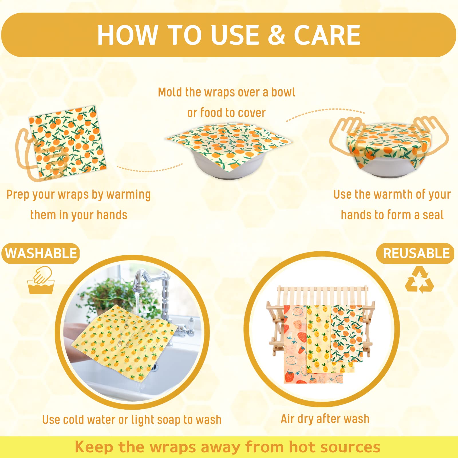 **Eco-Friendly Reusable Beeswax Food Wraps - 9 Pack Organic Beeswax Wraps for Bread, Sandwich & Food Storage | Sustainable, Plastic-Free, Zero Waste (1XL, 3M, 5S) | Perfect for Picnics, Lunchboxes & Fresh Food Preservation**