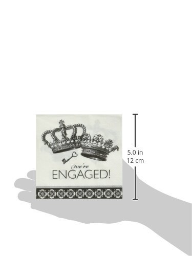 Amscan Damask and Dots Engagement Party Beverage Napkins - Premium Paper Cocktail Napkins for Wedding, Bridal Shower & Anniversary Celebrations