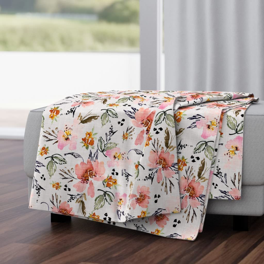 Soft Plush Minky Throw Blanket 50x70 Inches - Watercolor Floral Silver Gray Design | Cozy Couch Blanket for Living Room, Bedroom & Gift Ideas