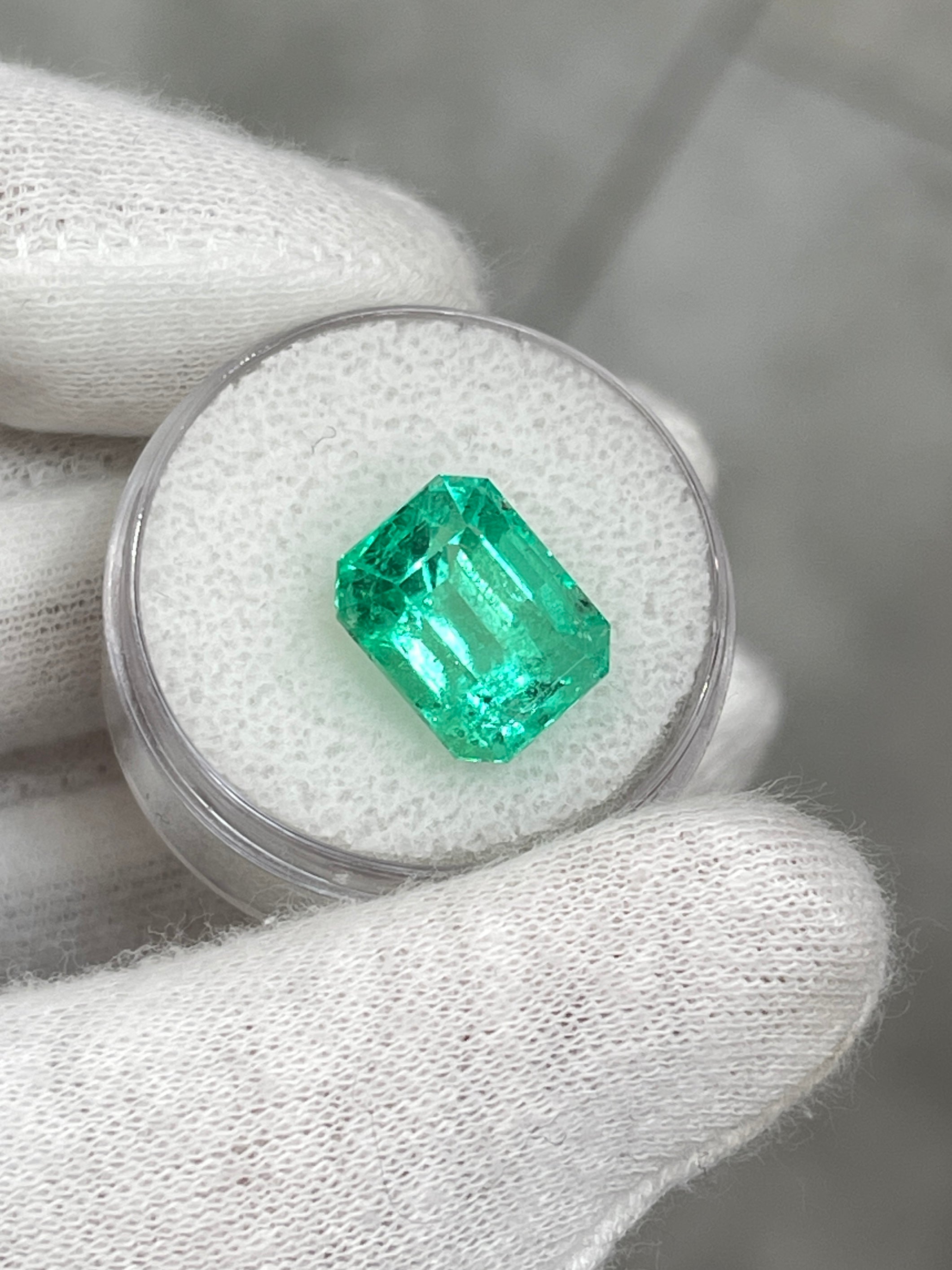 6.79 Carat 12x10mm Natural Loose Colombian Emerald - Classic Emerald Cut, Ethically Sourced, AAA Quality Green Gemstone for Jewelry Making, Engagement Rings & Luxury Gifts