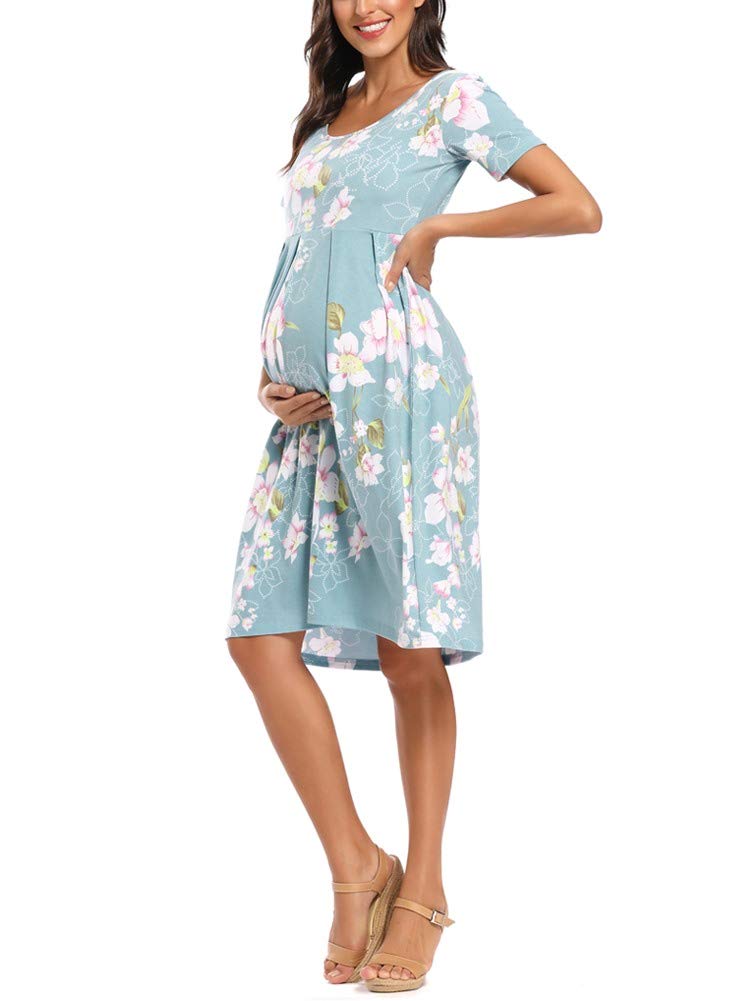 BBHoping Women's Casual Striped Maternity Dress - Short Knee Length Pregnancy Clothes for Baby Shower, Nursing & Everyday Wear - Comfortable Summer Maternity Outfit for Expecting Moms