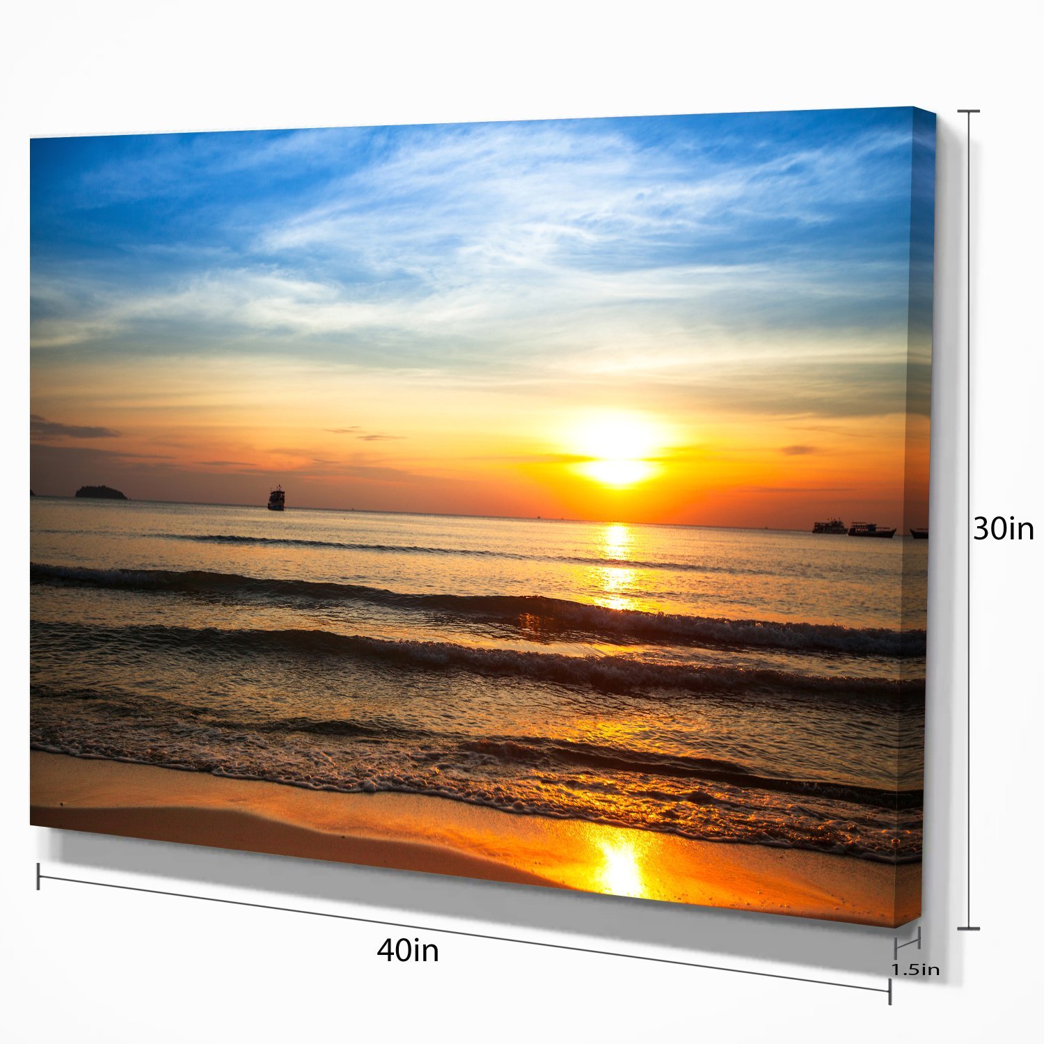 Stunning Sunset Over Clam Beach - Modern Coastal Canvas Wall Art Print for Living Room, Bedroom & Office Decor