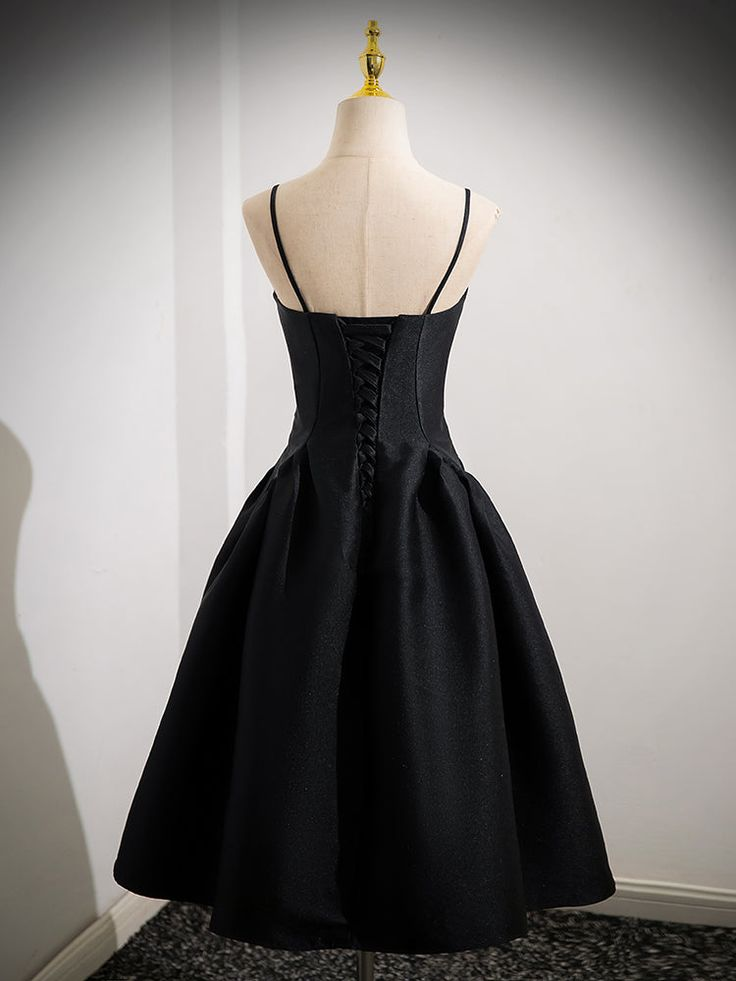 Elegant A-Line Satin Black Short Prom Dress for Homecoming - Style J4277 | Perfect for School Dances, Parties & Special Occasions
