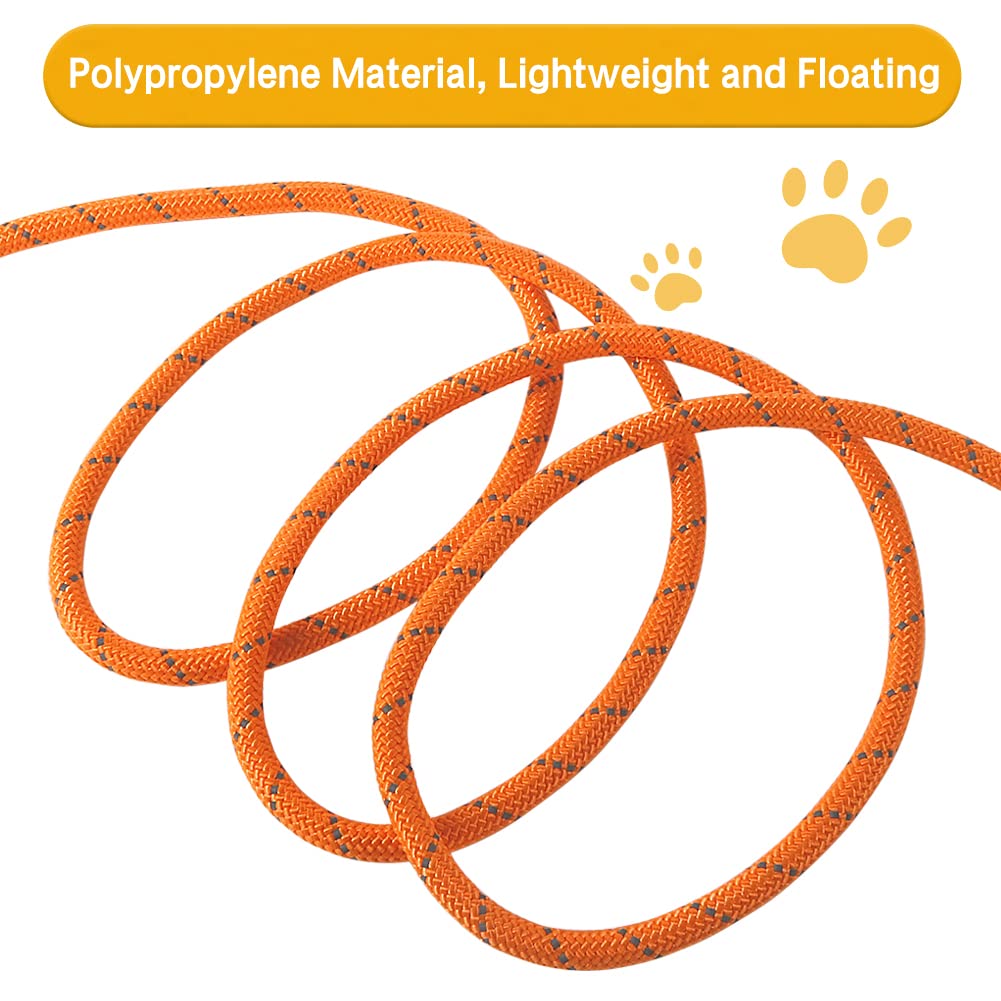 20ft Reflective Dog Training Leash - Long Floating Lead with Soft Handle for Outdoor Activities | Camping, Hiking, Swimming, Beach & Lake Use | Durable 6M Orange Leash for Large Dogs