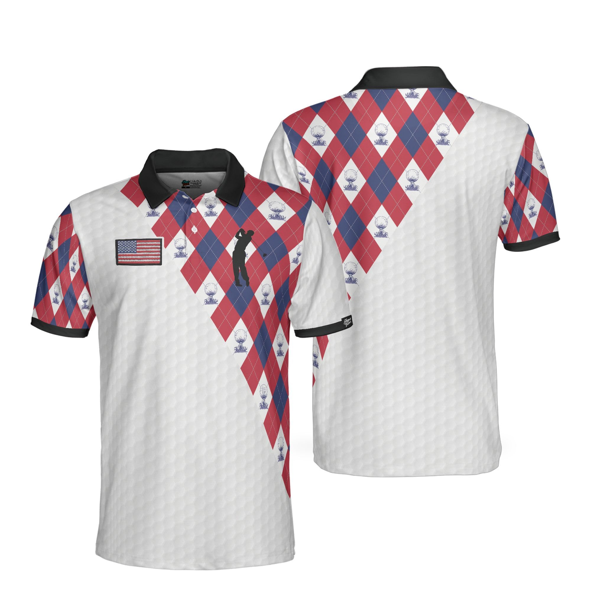 HYPERFAVOR Patriotic Golf Shirts for Men - American Flag Polo Shirts, Short Sleeve Performance Golf Shirt for Men - Perfect for Golf Tournaments, 4th of July Celebrations & Patriotic Events