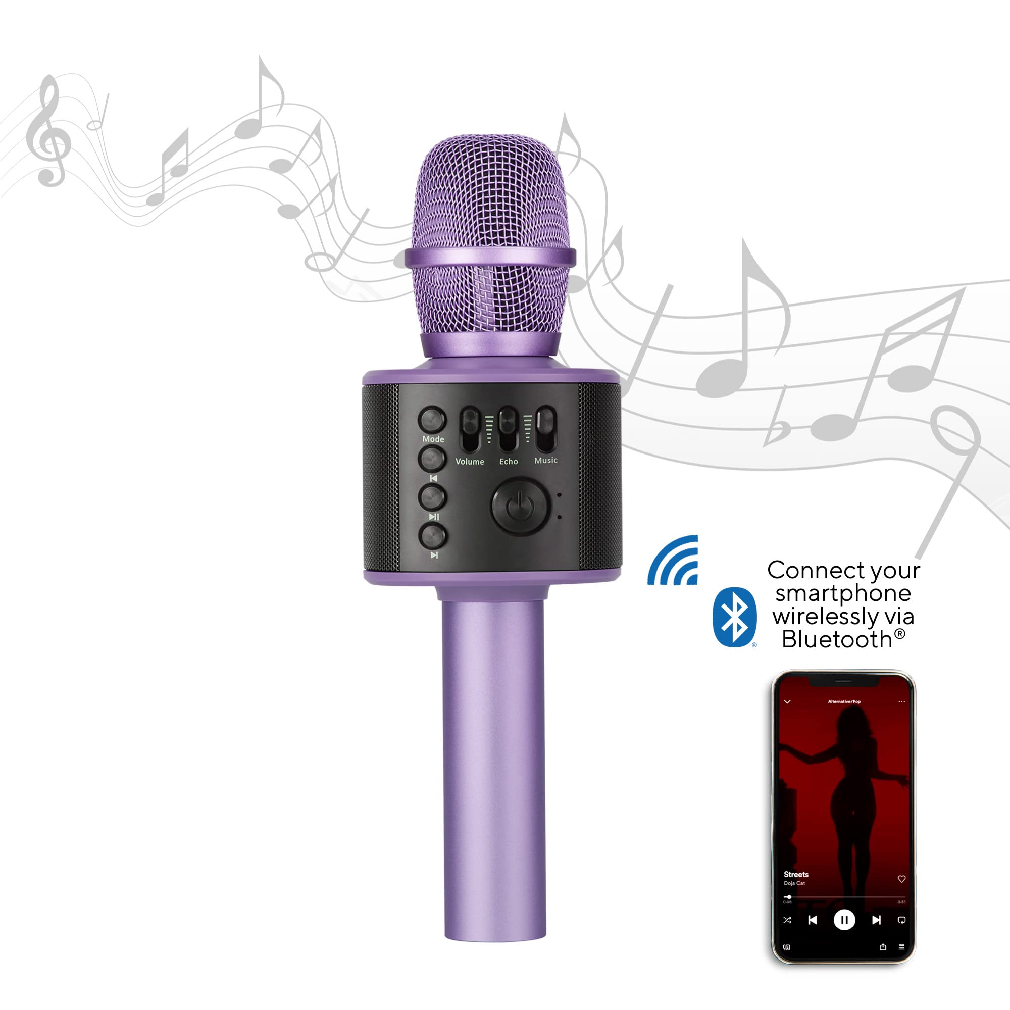 Core Innovations Wireless Bluetooth Karaoke Microphone with Built-in Speakers & HD Recording - Portable Handheld Mic for Kids & Adults (Lilac) | Perfect for Home Parties, Singing Practice & Travel Entertainment