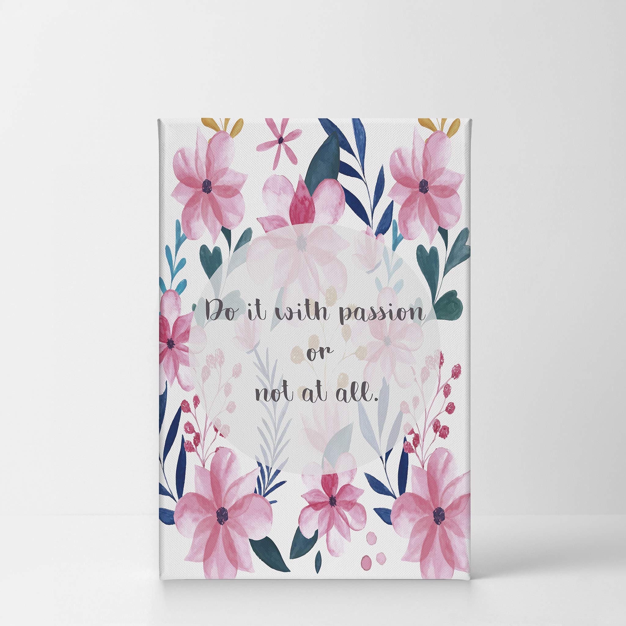 Smile Art Design 'Do It With Passion Or Not At All' Motivational Canvas Wall Art Print - Inspirational Home & Office Decor - Ready to Hang 22x15 Inches - Made in USA | Perfect for Living Room, Bedroom & Workspace Motivation