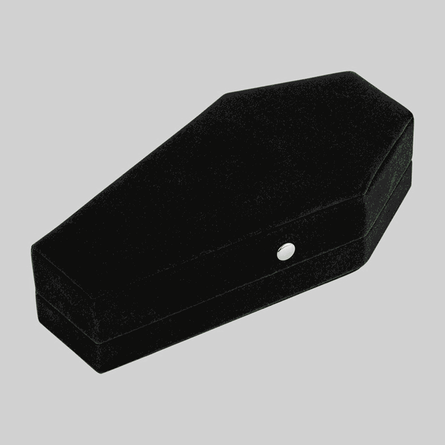 Black Velvet Jewelry Ring Box - Elegant Coffin-Shaped Ring Case for Engagement, Wedding & Gift Presentation