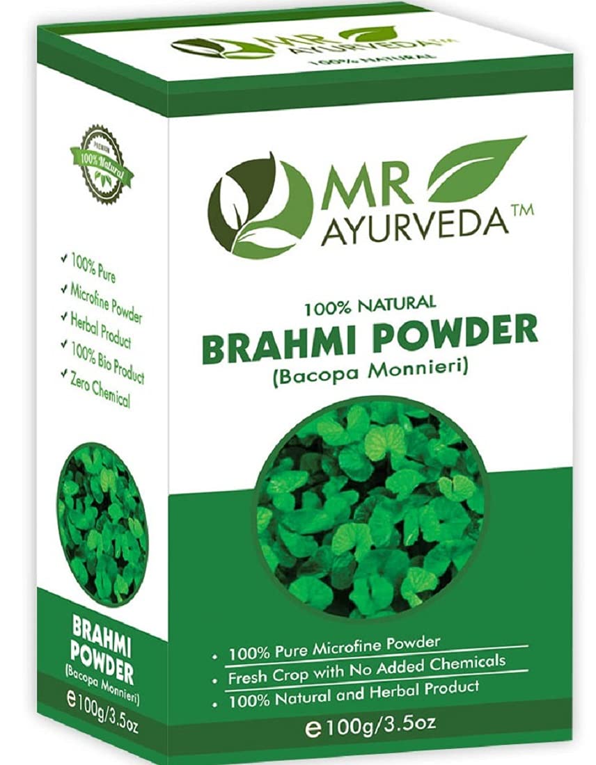 MR Ayurveda 100% Pure Organic Brahmi Powder for Hair Growth, Skin Care & Face Glow – 100g | Natural Herbal Supplement for Stress Relief, Memory Boost & Holistic Wellness